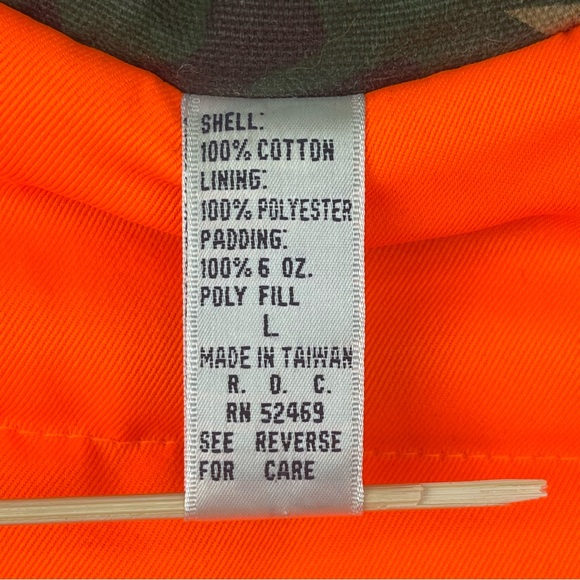 Vintage Reversible Camouflage Blaze Orange Hunting Vest Sz Large - Picture 4 of 10